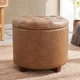 preview thumbnail 57 of 80, Donovan Tufted Round Storage Ottoman Leather Mocha