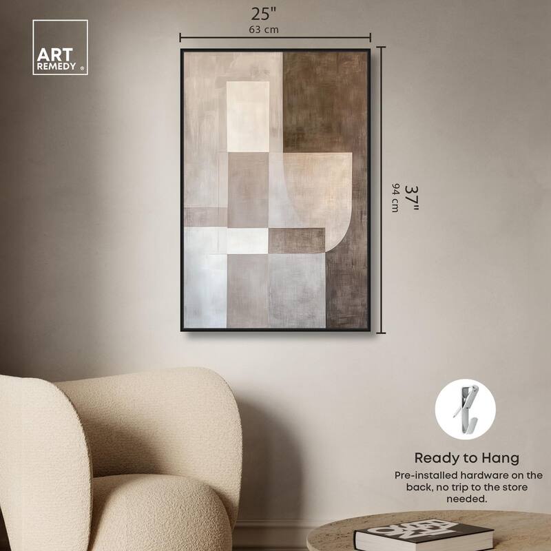 Neutral Tone Blocks I Canvas by Art Remedy