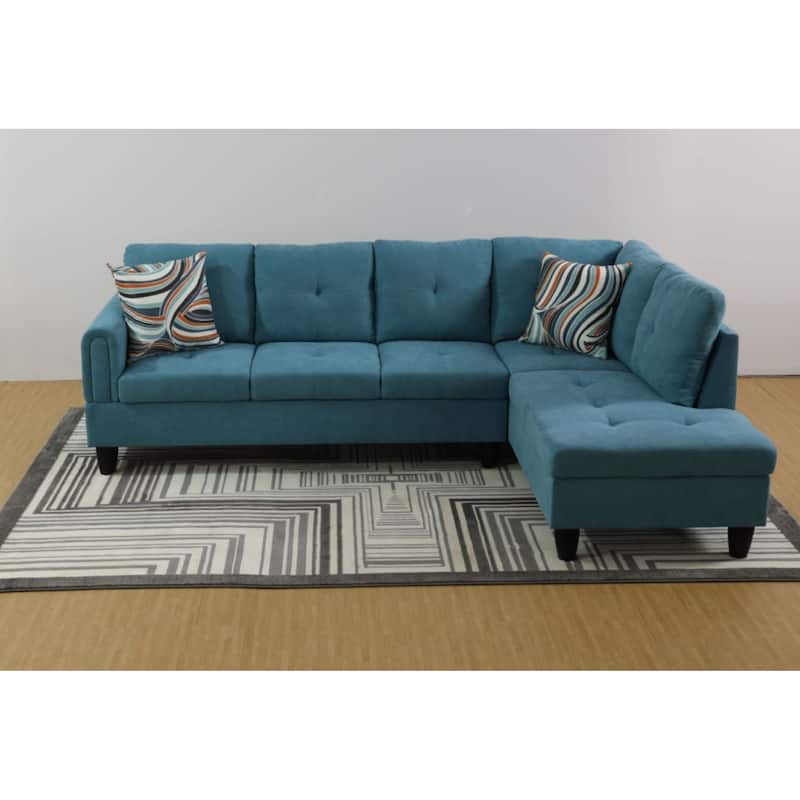 KISRAIS 97" Wide 2-Piece Flannel Sectional Sofa for Small Spaces