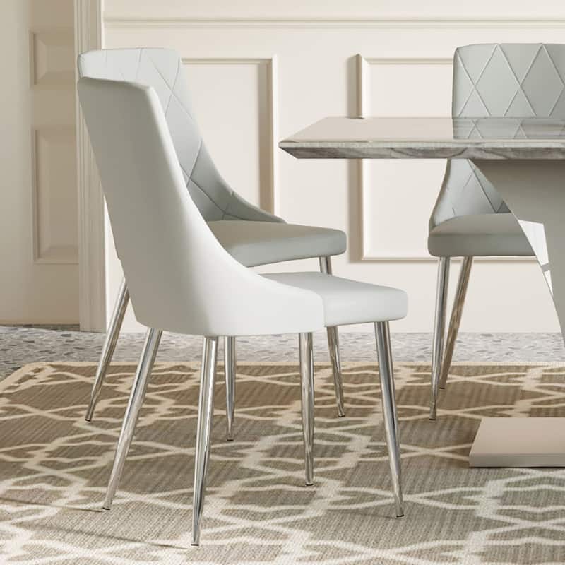 Contemporary Faux Leather and Metal Dining Chair, Set of 4