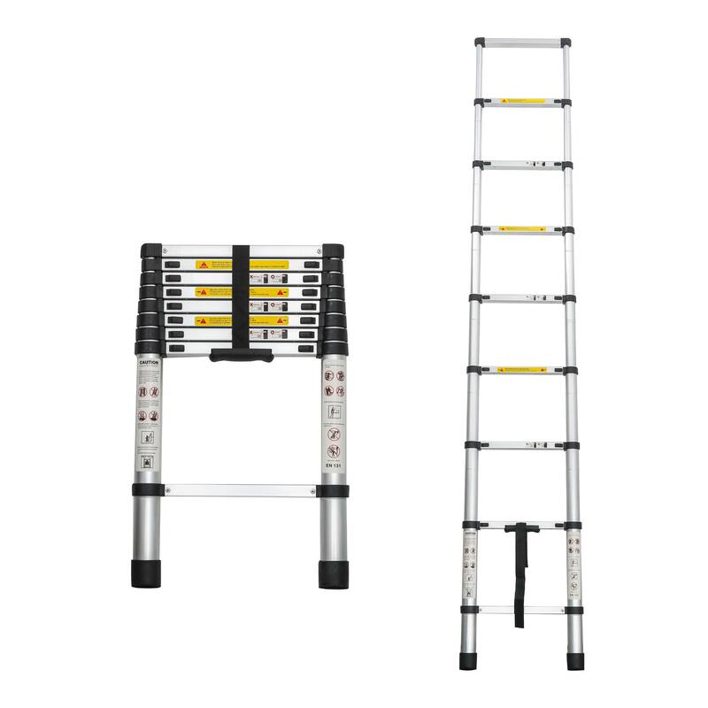 Aluminum Alloy Folding Ladder 8.5FT Telescopic Extension Ladder - Black
