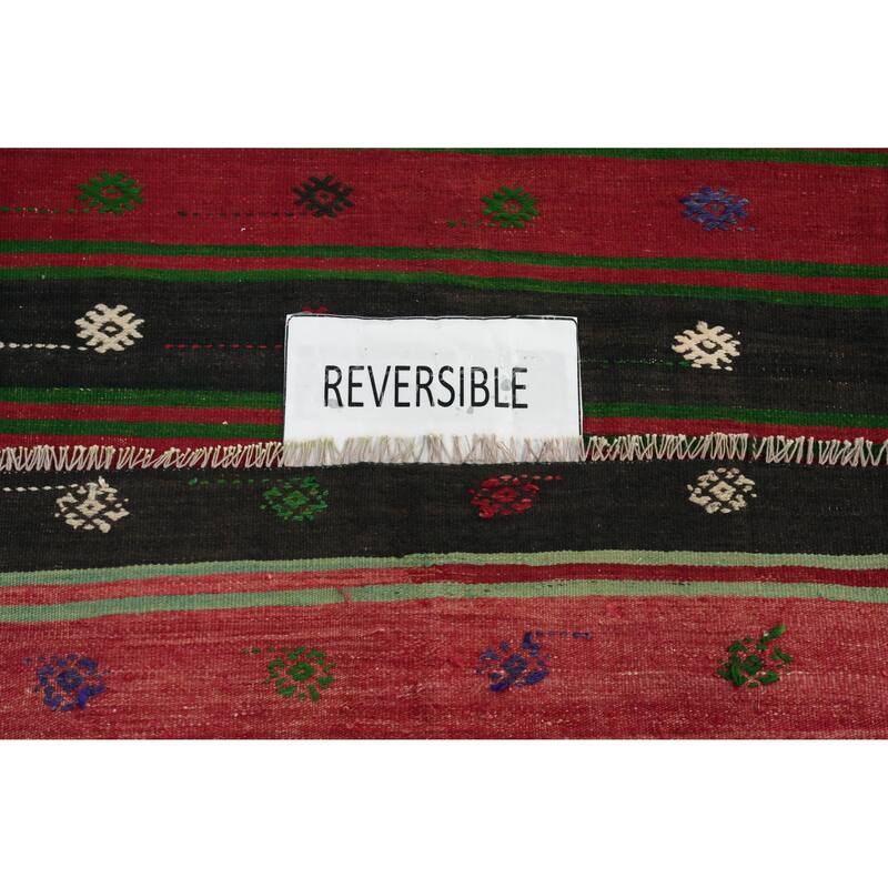 Hand Woven Oriental 100% Wool Carpet Southwestern Tribal Red Kilim Area Rug - 7' 11'' X 4' 11''
