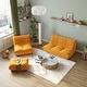 preview thumbnail 1 of 33, Living Room Lazy Sofa Teddy Fabric Convertible Couches with Ottoman Yellow