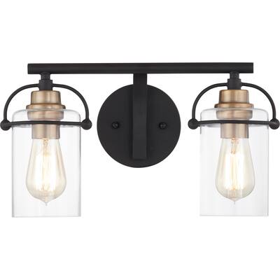 Emerson 2-Light Matte Black Vanity Light - Matte Black