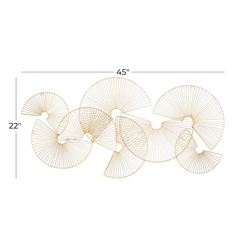 CosmoLiving by Cosmopolitan Gold Metal Crescent Overlapping Wire Fan Sunburst Home Wall Decor