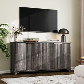 61" Large Buffet Sideboard Cabinet with 4 Fluted Doors and Storage - 61x15.7x31.5in