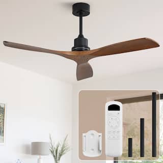 Sofucor 52 Inch Ceiling Fan without Light Solid Wood,with Remote,Smart Optional-Alexa/Google Assistant/APP/Remote Control