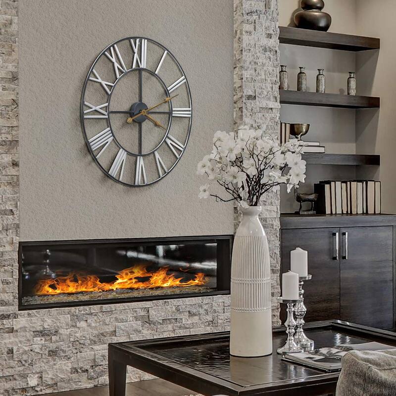 Large Decorative Wall Clock 24" - Roman Numeral Modern Home Decor