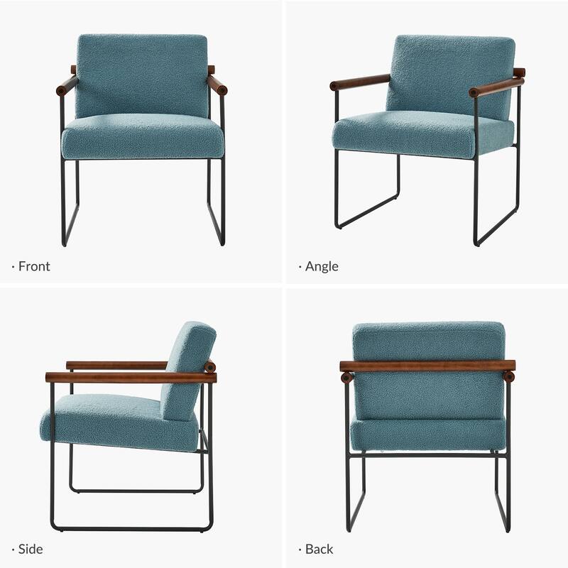 Justo Modern Accent Armchair with Metal Base and Removable Cushion Set Of 2 By HULALA HOME