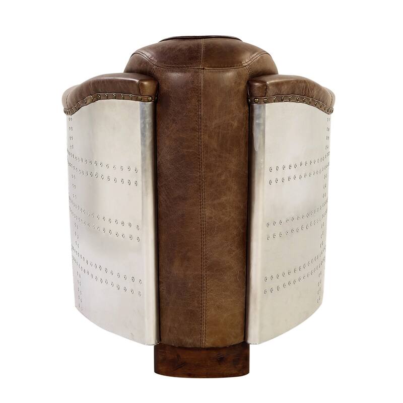 Bailee Retro Brown and Aluminum Accent Chair