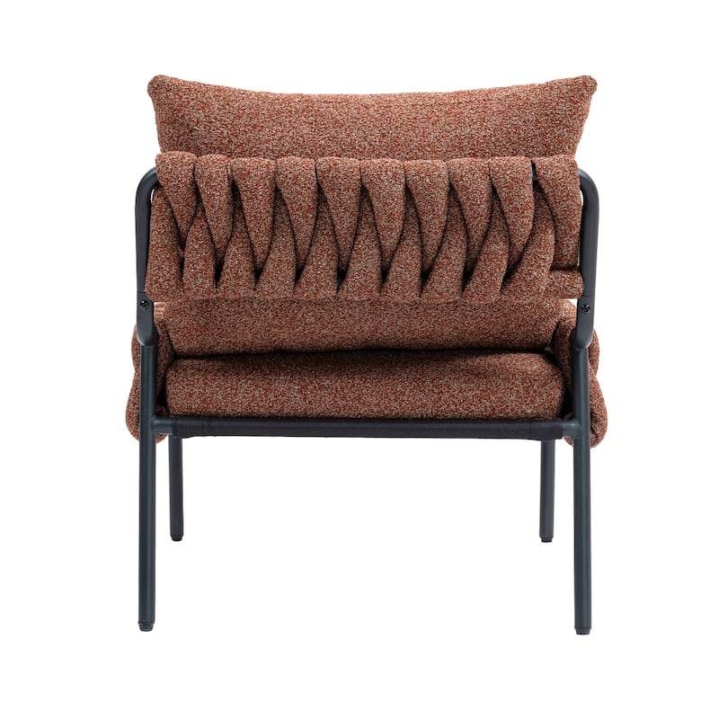 Fabric Accent Lounge Chair with Braided Upholstery, Metal Frame and Ergonomic Cushioned Support