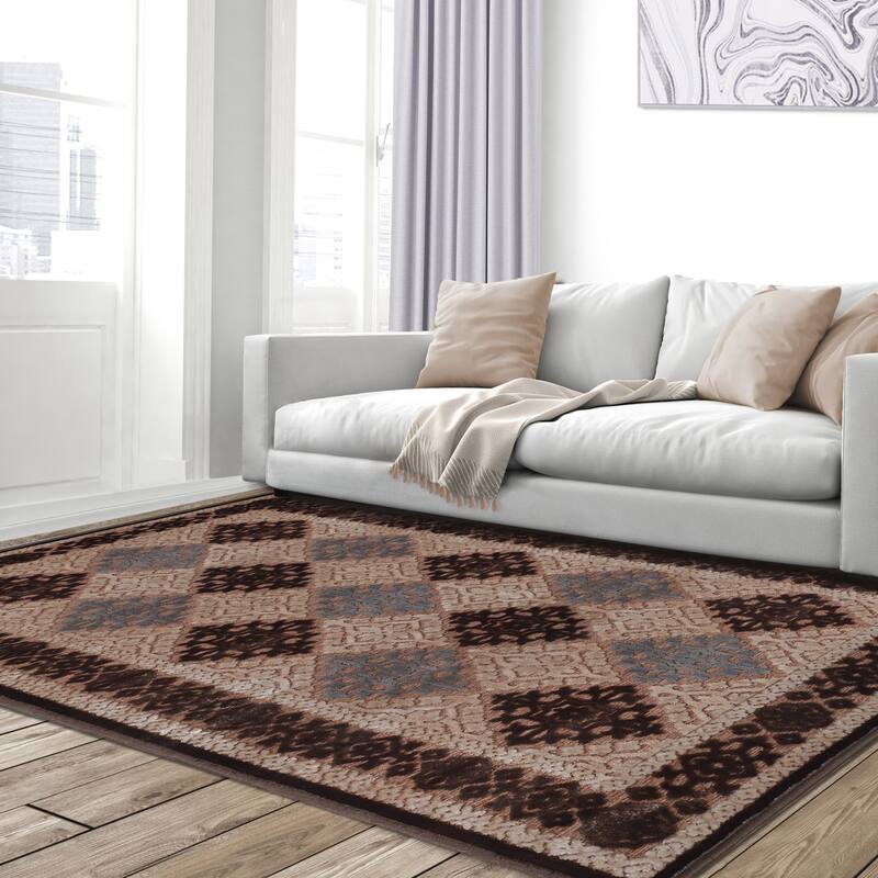 Superior Floral Medallion Sculpted High-Low Pile Polyester Area Rug