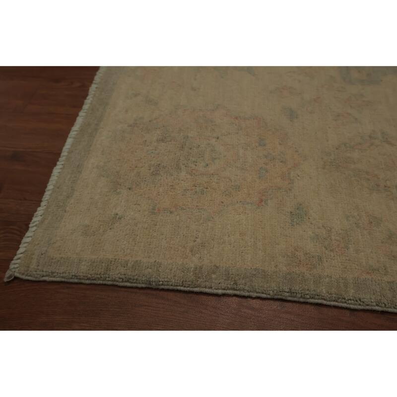 Hand Knotted Oriental 100% Wool Carpet Transitional All-Over Green Oushak Area Rug - 8' 0'' X 8' 2''