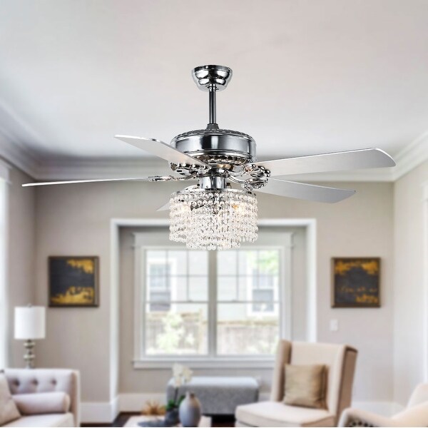 Shop 52" Chrome Crystal Drum Shade Reversible Ceiling Fan ...