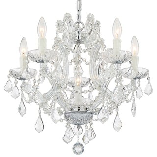 Maria Theresa 6 Light Clear Italian Crystal Chrome Mini Chandelier - 20'' W x 17'' H