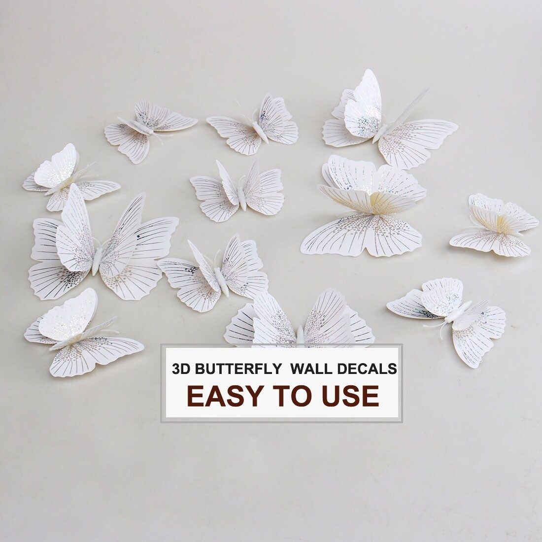 Shop 48pcs 3d Butterfly With Double Wings Diy Wall Sticker For