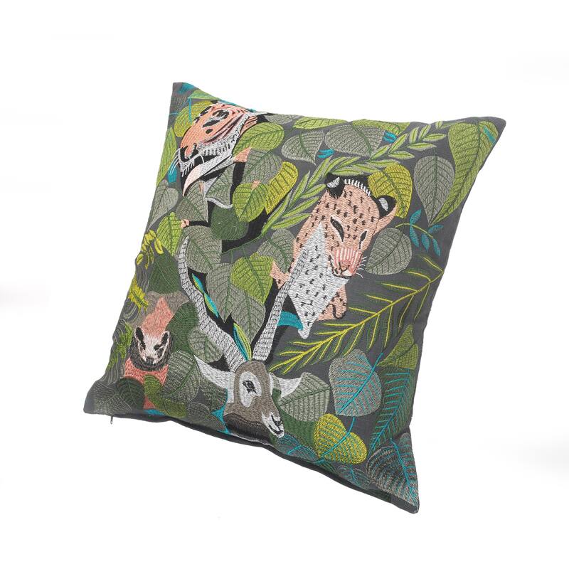 Sevita Jungle Scene Multicolored Throw Pillow