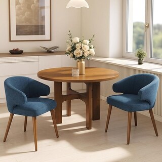 Set of 2 Mid Century Modern Upholstered Dining Chairs with Solid Wood ...