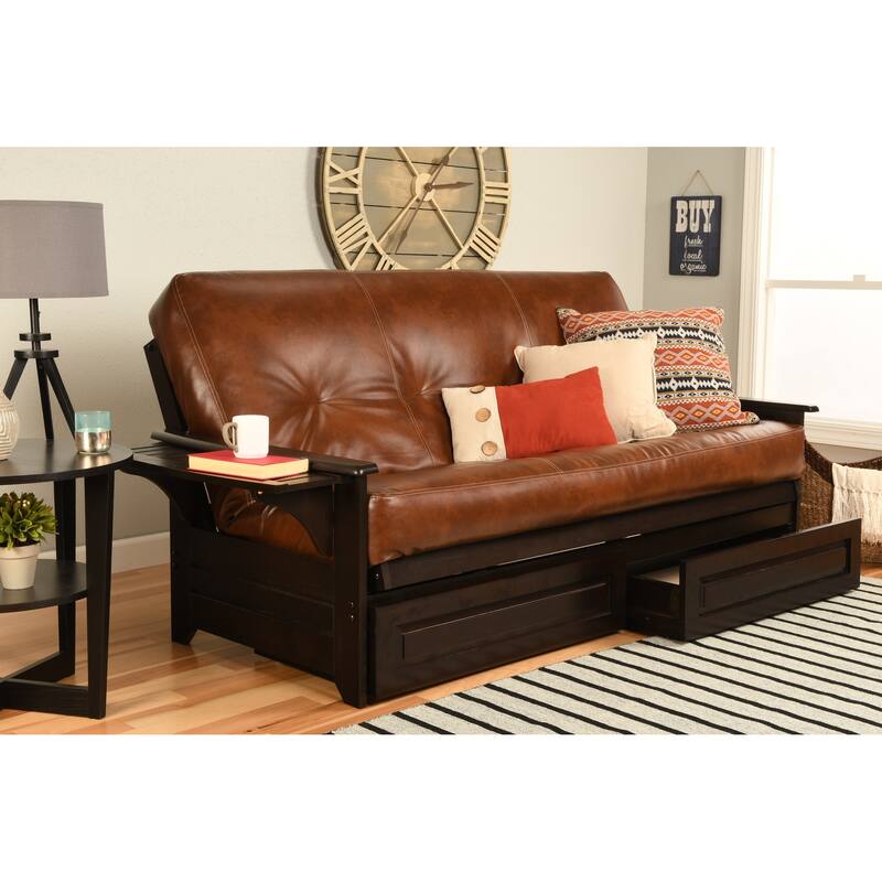 Copper Grove Dixie Espresso Full-size Futon Set with Bonded Leather Innerspring Mattress