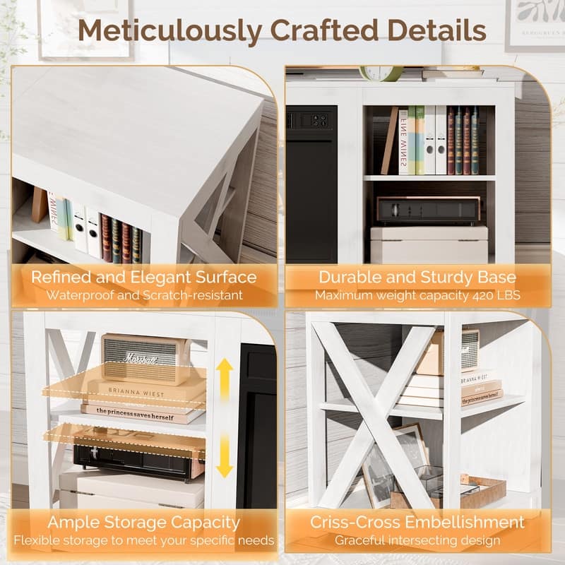 TV Stand with Optional Fireplace for TVs up to 70in Farmhouse Entertainment Center with Adjustable Shelves