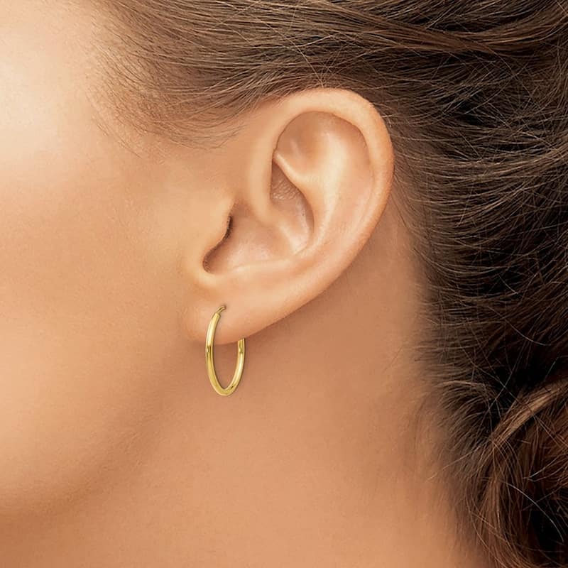 Curata 14k Yellow Gold 1.5x17mm Polished Round Endless Hoop Earrings