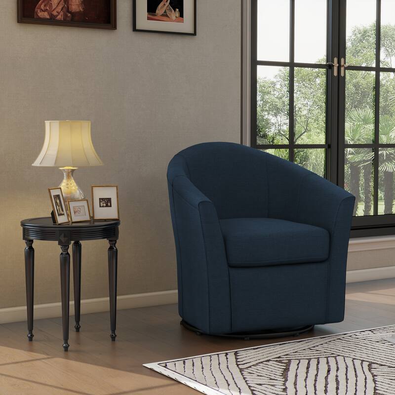 Modern Upholstered Swivel Barrel Chair Living Room Accent Chair