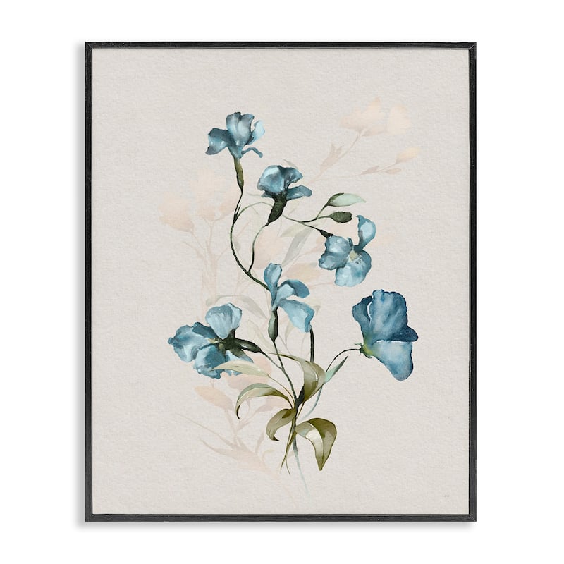 Stupell Blue Flower Herbs Framed Giclee Art Design By Susan Jill - 11 x 14 - Black