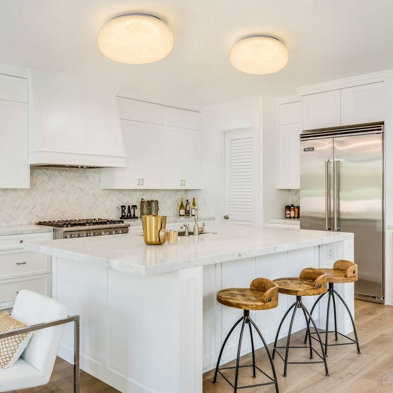 Mid Century White Glass Modern LED Flush Mount Ceiling Light