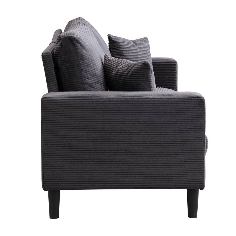Anmytek Modern Dark Gray Upholstered Three Seater Sofa with Wooden Frame