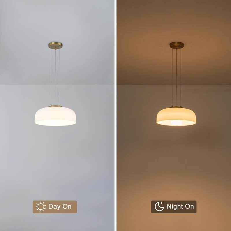 Single Light LED Pendant with Milky White Glass Shade Dimmable Modern