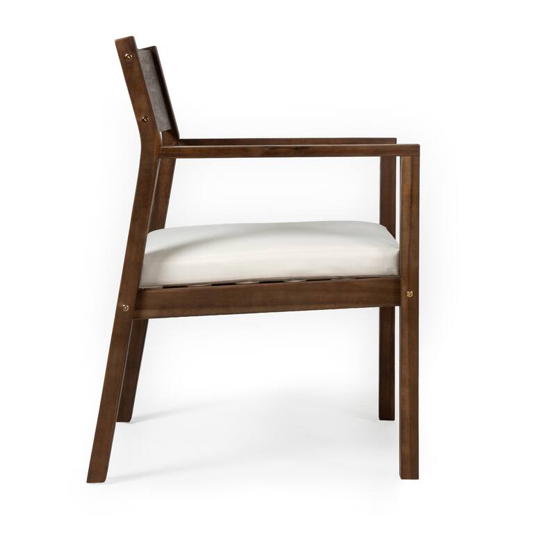 Outdoor Patio Dining Table Set for 6 - Person with Umbrella Hole Acacia Wood and Removable Cushions