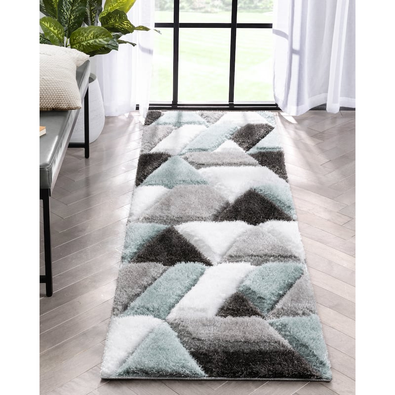 Well Woven San Francisco Holland Geometric Modern Carved Shag Area Rug