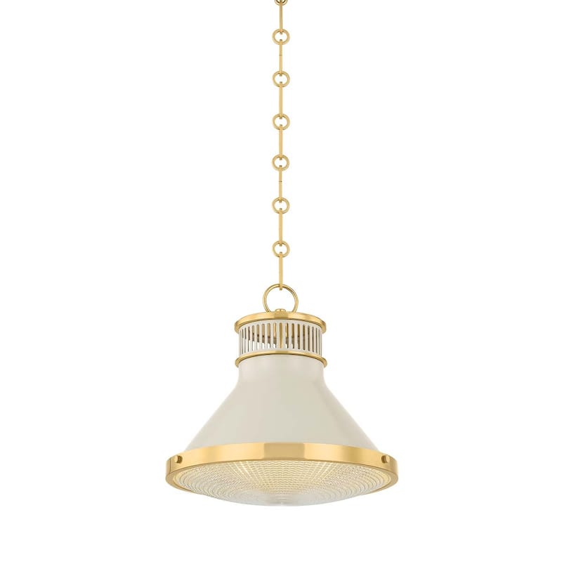 Hudson Valley Lighting MDS2404 Highclere 13" Wide Pendant - Aged Brass / Off-White