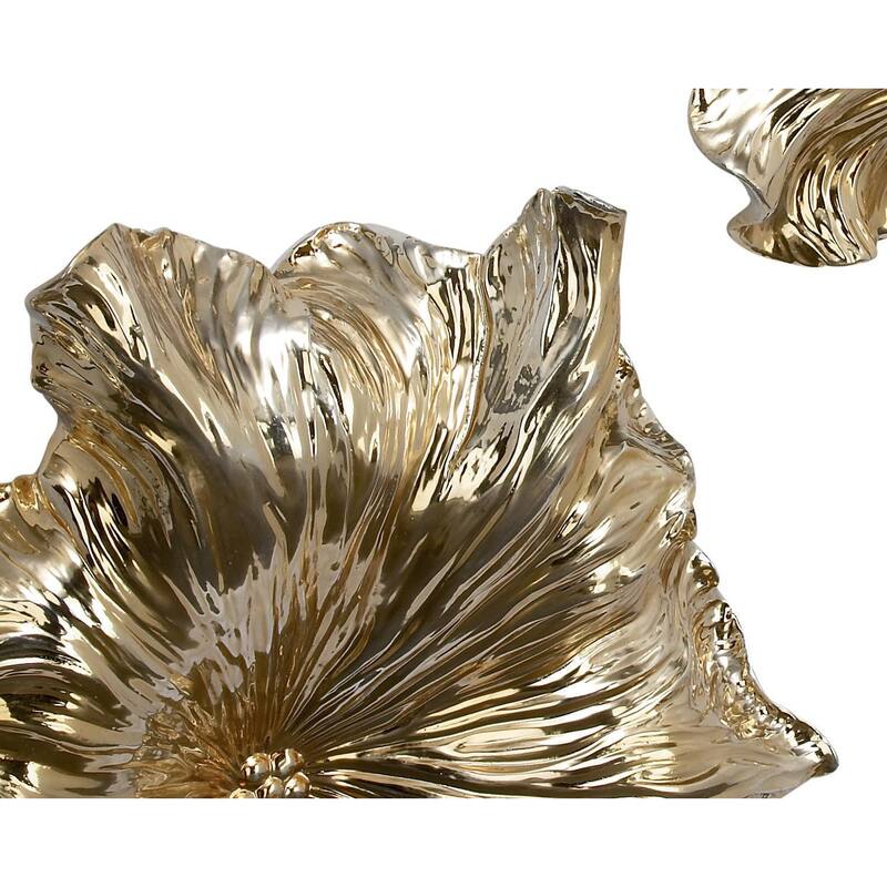 Polystone Floral 3D Home Wall Decor - Set of 3 Gold or Silver Roche River Decor