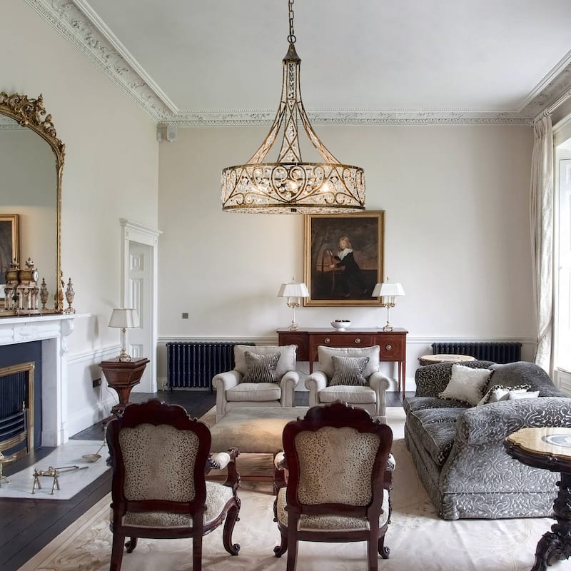 Vintage Drum Crystal Pendant Chandelier with Adjustable Height - W19.68"