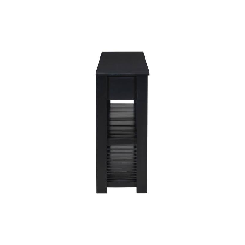Console Table with double shelves and drawers - Black