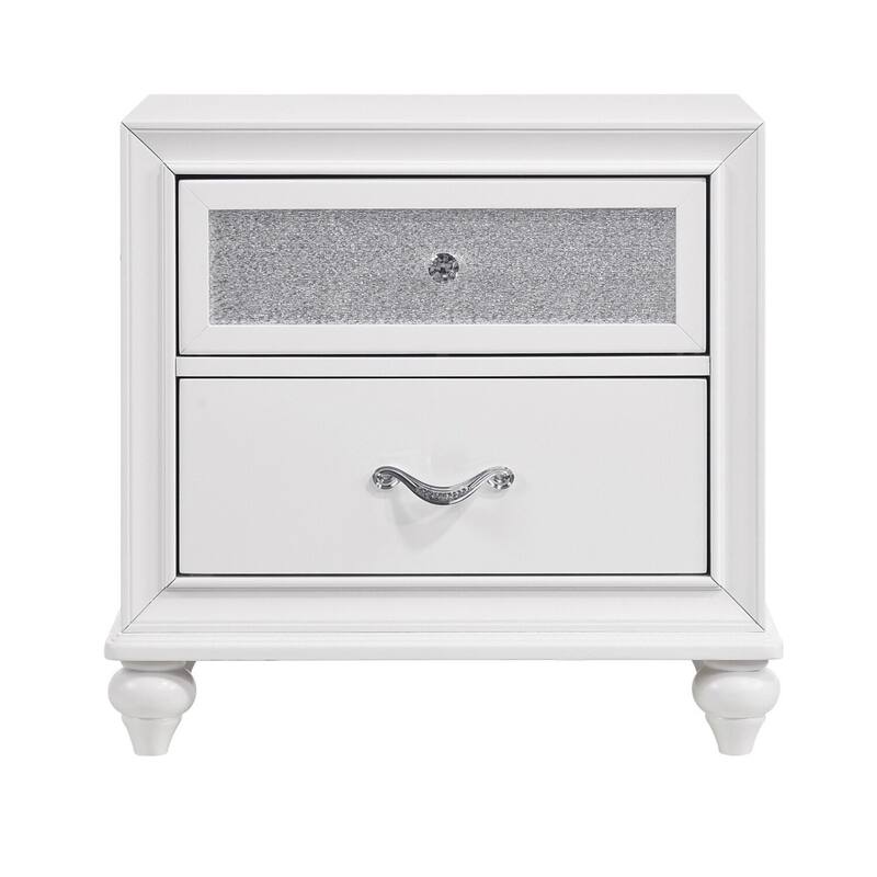 White 2 Drawer 25.25 in. W Nightstand with Sturdy Hardware and Ample Storage