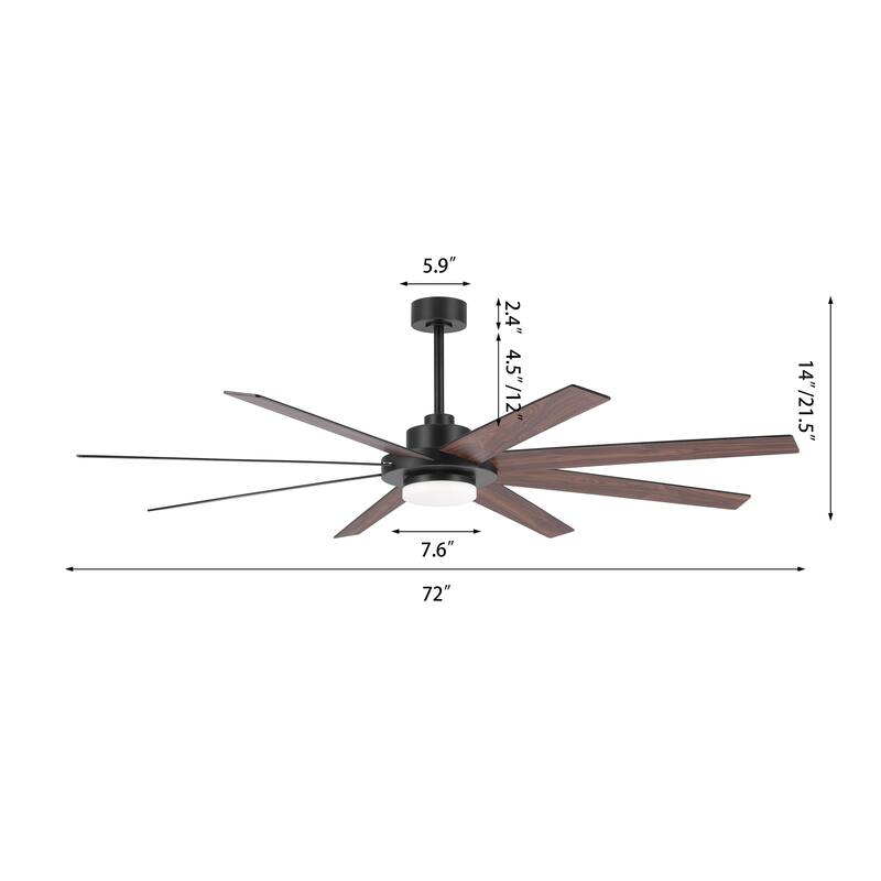 60 in. Indoor 8 Wood Blades Ceiling Fan with LED light and remote