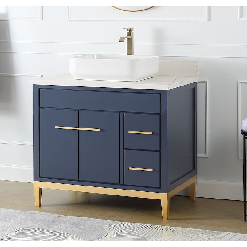 36" Tennant Brand Modern Style Beatrice Vessel Sink Bathroom Vanity
