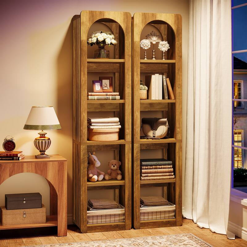 5-Tier Slim Corner Vertical Bookcase with Open Storage Shelves