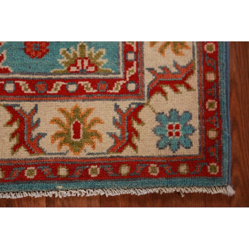 Turquoise Kazak Foyer Rug Oriental Handmade Wool Carpet - 2'9"x 4'3"