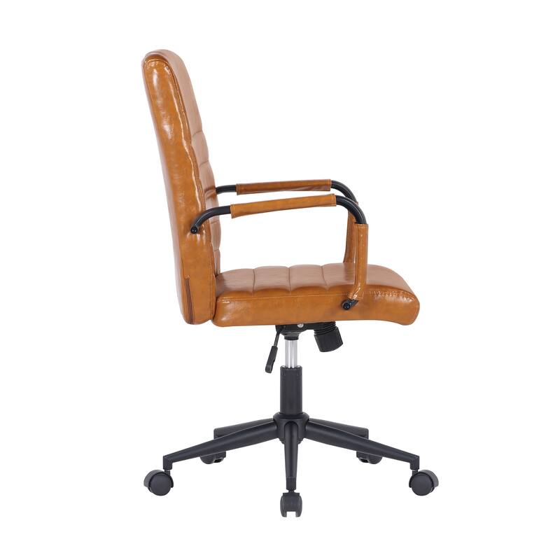 Porthos Home Francis Swivel Office Chair, PU Leather, Roller Wheels