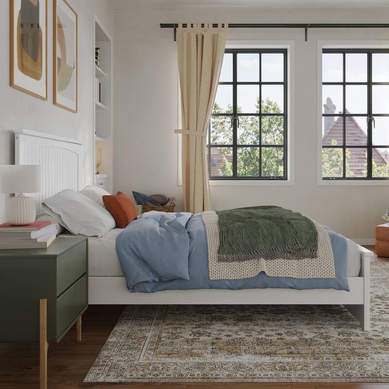 Naples Solid Wood Low Profile Platform Bed with Matching Footboard