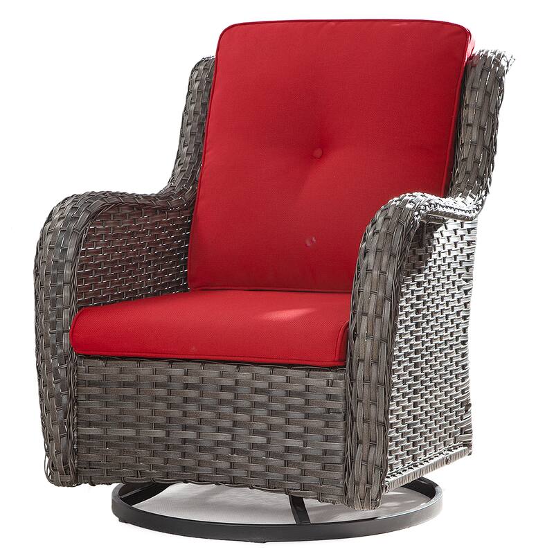 Cozywor Brown Wicker Patio Swivel Rocking Chair