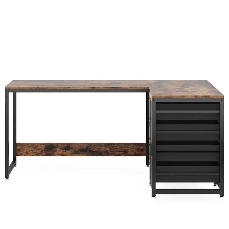 59" Industrial L-Shaped Desk