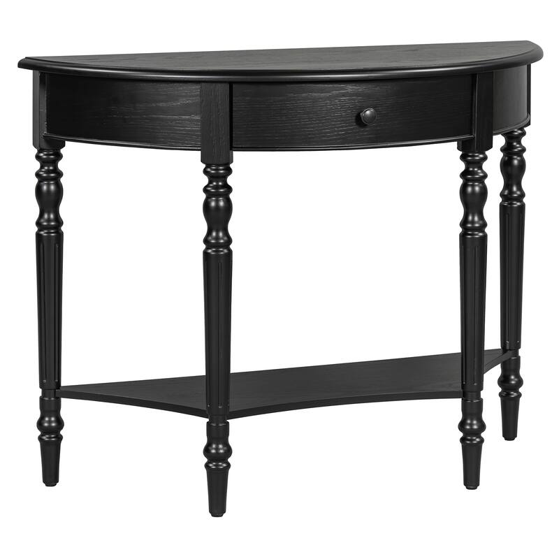 Half-Moon Farmhouse Console Table with Drawer & Shelf by Harper&Bright Designs