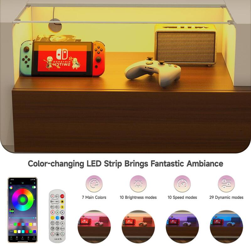 Gymojoy 70" Modern LED TV Stand for 55-75 Inch TV, Entertainment Center with Shelves, TV Console with Remote Control RGB Lights.