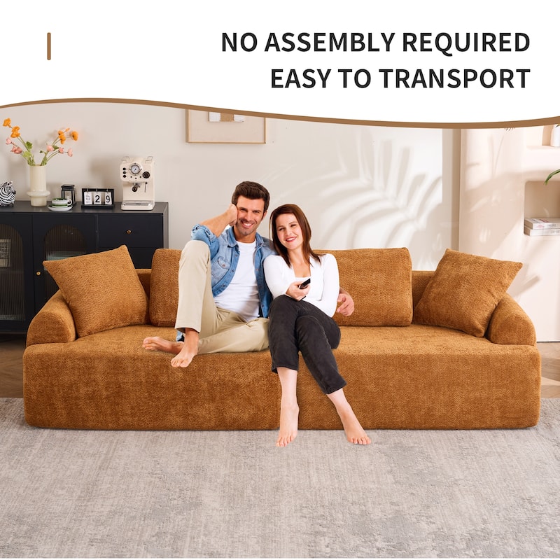 4-Seater Combined Sofa, Crochet Yarn Fabric, Full Sponge Compression Sofa,Combined Sofa With 4 Pillows