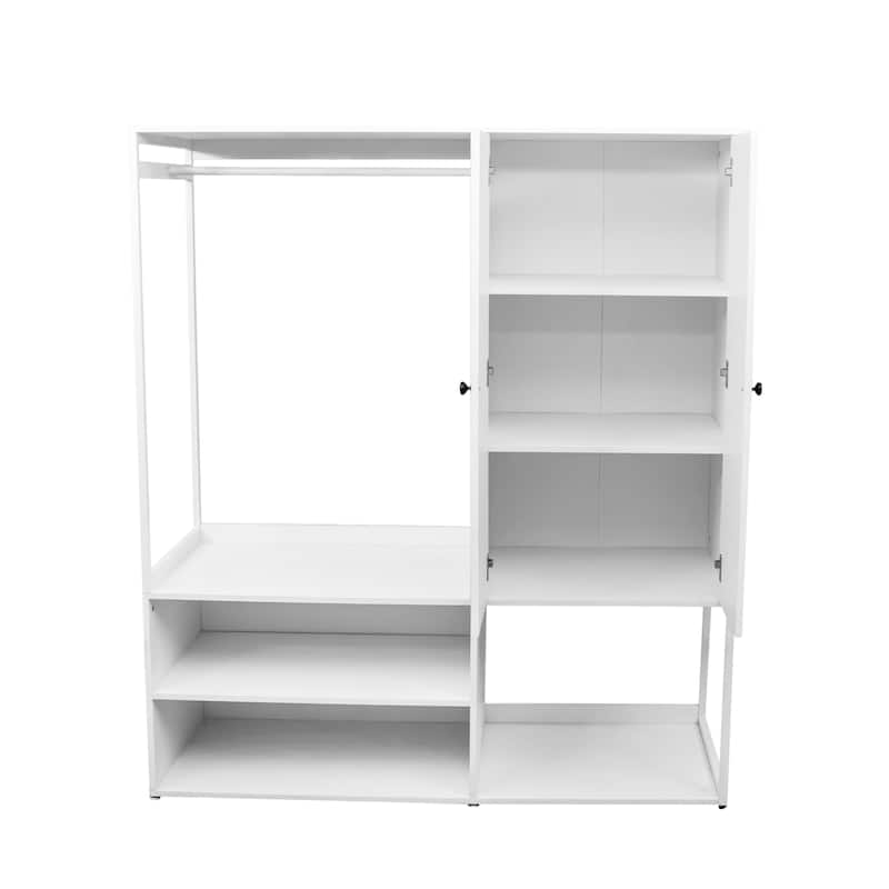 GDF Studio - Arialo Modern Wardrobe Closet with Hanging Rod and Storage Shelves