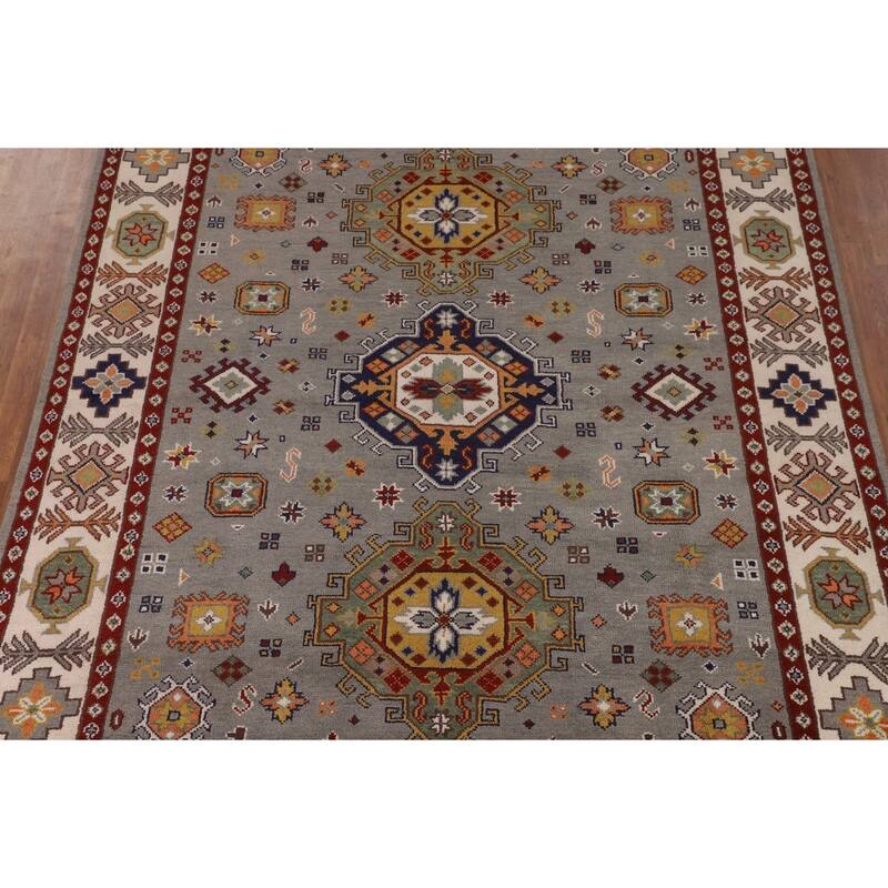 Geometric Kazak Oriental Area Rug Handmade Wool Carpet - 8'0" x 10'1"